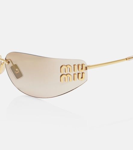 Occhiali da sole ovali con logo - Miu Miu - Modalova