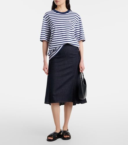 T-shirt in jersey di cotone a righe - Ami Paris - Modalova