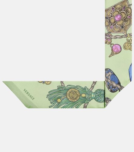 Sciarpa in twill di seta con stampa floreale - Versace - Modalova