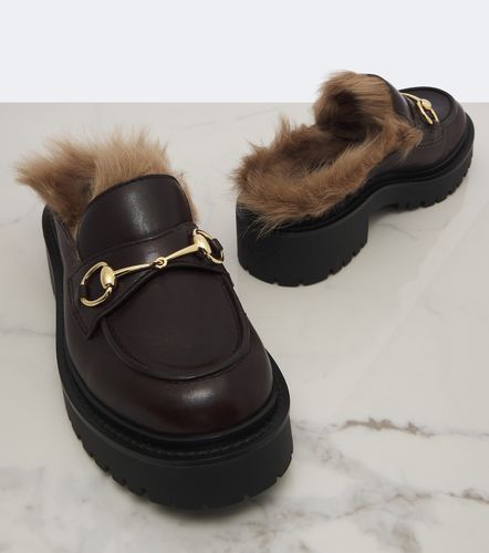Rhody shearling-lined leather platform mules - Gucci - Modalova