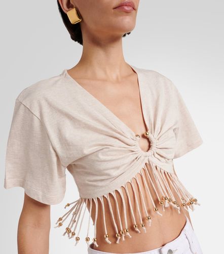 Crop top de jersey de algodón con flecos - Rabanne - Modalova
