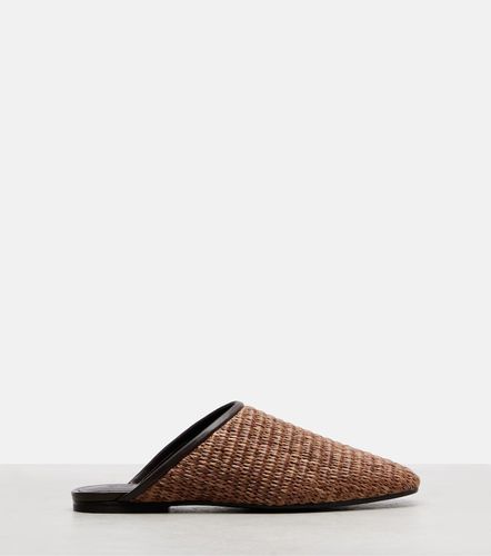 Leather-trimmed raffia mules - Brunello Cucinelli - Modalova