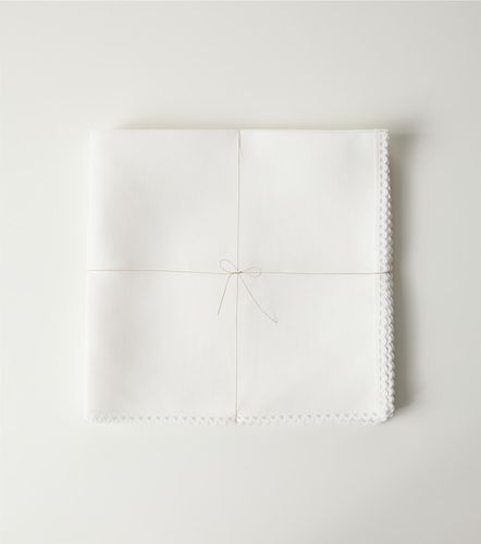 Set de 4 servilletas de lino con encaje - Once Milano - Modalova