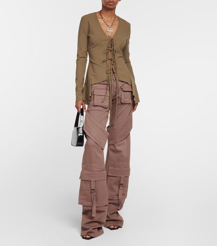 Ruffled tie-front wool-blend blouse - Blumarine - Modalova