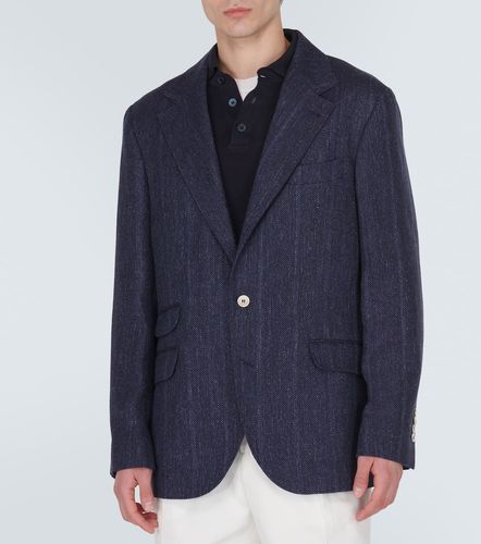 Blazer in lino, seta e lana a righe - Brunello Cucinelli - Modalova