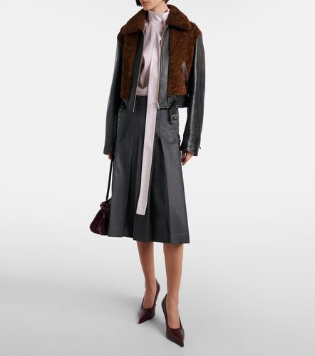 Chaqueta de piel con borrego y cinturón - Prada - Modalova