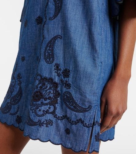 Vestido corto de chambray de algodón bordado - Zimmermann - Modalova