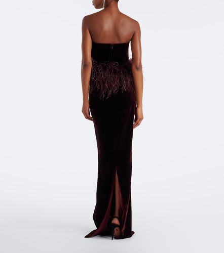 Abito lungo bustier in velluto con piume - The New Arrivals Ilkyaz Ozel - Modalova