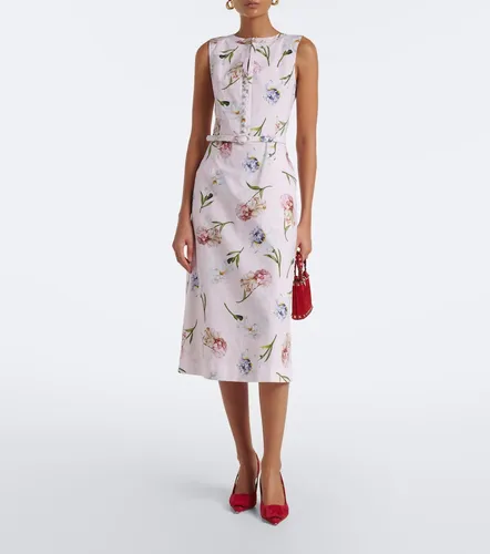 Vestido midi de popelín en mezcla de algodón floral - Oscar de la Renta - Modalova