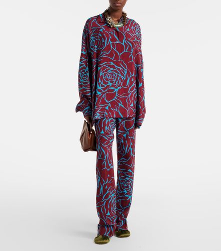 Floral jersey straight pants - Dries Van Noten - Modalova