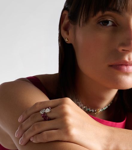 Anello in oro bianco 18kt con rubini e diamanti - Kamyen - Modalova