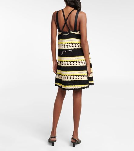 Vestido corto de croché con logo a rayas - Ganni - Modalova
