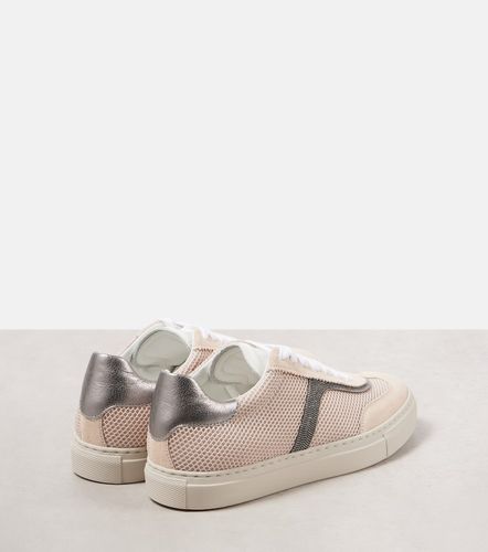 Sneakers in pelle e mesh con monili - Brunello Cucinelli - Modalova