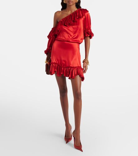 Ruffled silk satin minidress - Saint Laurent - Modalova