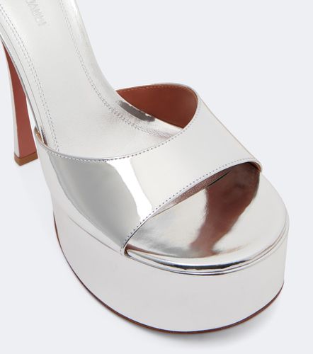 Aya mirrored leather platform sandals - Amina Muaddi - Modalova