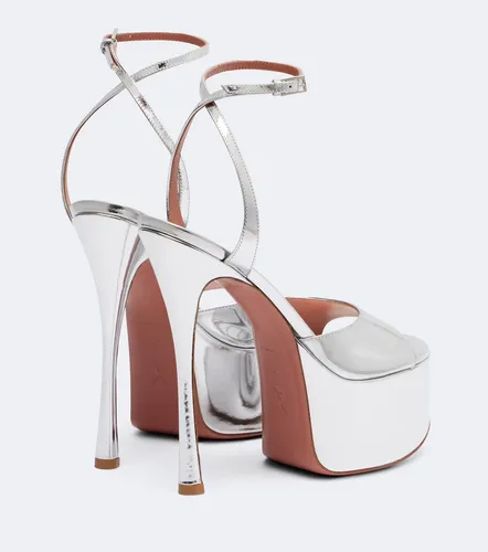 Aya mirrored leather platform sandals - Amina Muaddi - Modalova