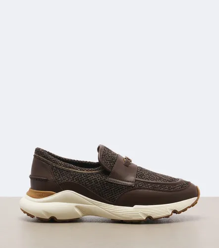 Leather-trimmed knitted slip-on shoes - Tod's - Modalova