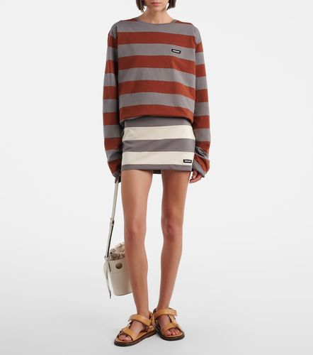 T-shirt in jersey di cotone a righe - Miu Miu - Modalova