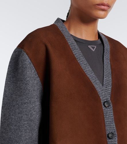 Suede-trimmed virgin wool cardigan - Prada - Modalova