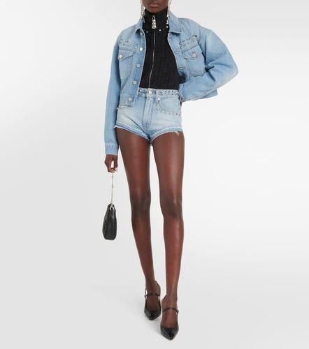Embellished mid-rise denim shorts - Alessandra Rich - Modalova