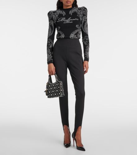 Top en mezcla de algodón con paisley y logo - Balmain - Modalova