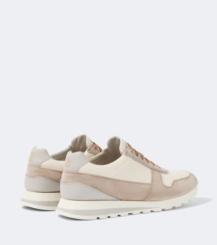 Suede-trimmed leather sneakers - Brunello Cucinelli - Modalova