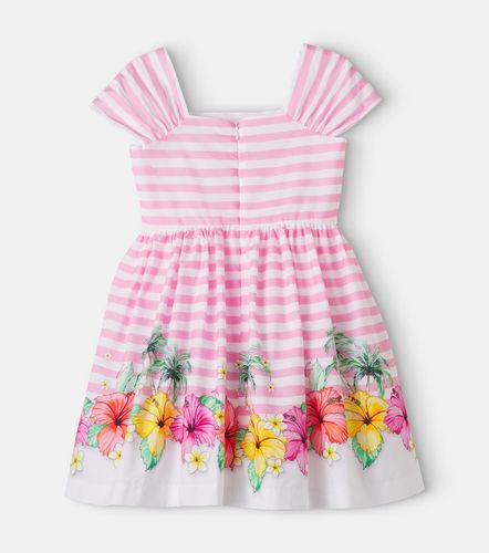 Vestido de algodón a rayas floral - Monnalisa - Modalova