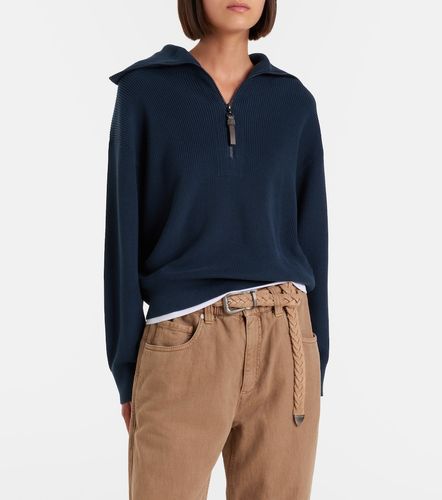 Pullover in cotone con mezza zip - Brunello Cucinelli - Modalova
