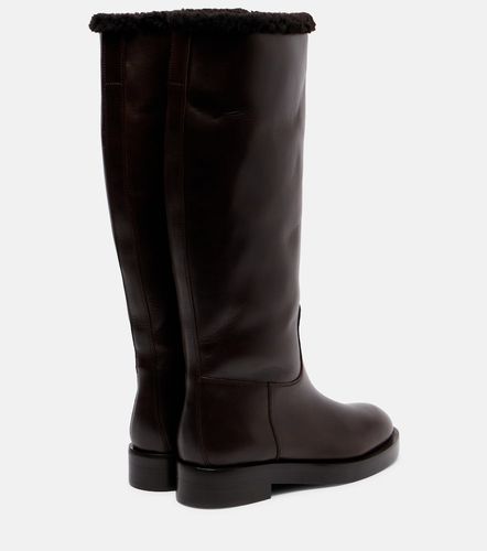 Shearling-trimmed leather knee-high boots - Paris Texas - Modalova