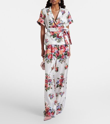 Top envolvente de sarga de seda floral - Dolce&Gabbana - Modalova