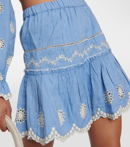 Minifalda Cava de algodón y lino bordada - LoveShackFancy - Modalova