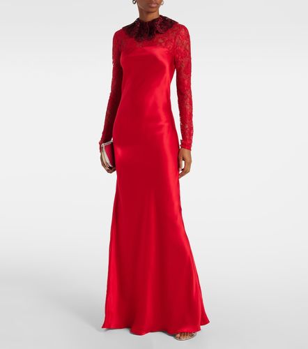 Abito lungo in satin misto seta con pizzo - Rodarte - Modalova