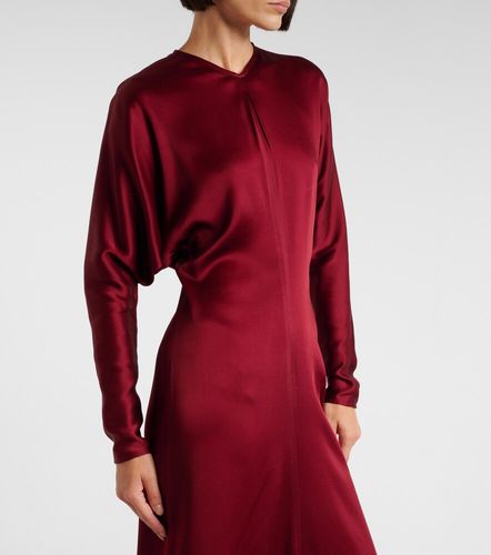 Vestido midi de satén crepé drapeado - Victoria Beckham - Modalova