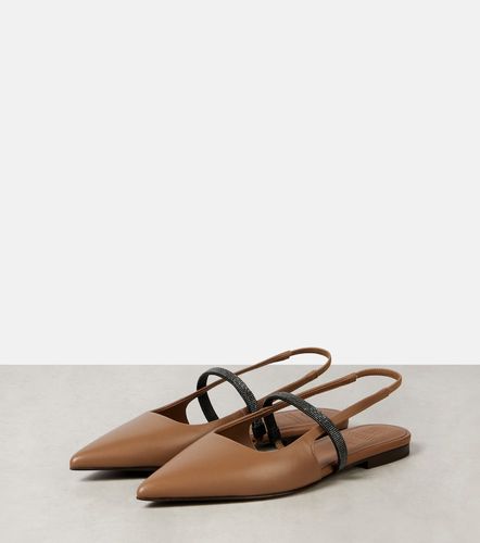 Pointy leather slingback flats - Brunello Cucinelli - Modalova