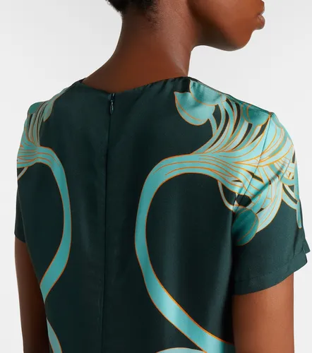 Swing feather-trimmed floral silk twill minidress - La DoubleJ - Modalova