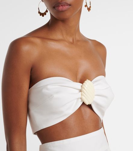 Embellished cotton-blend bandeau top - Adriana Degreas - Modalova