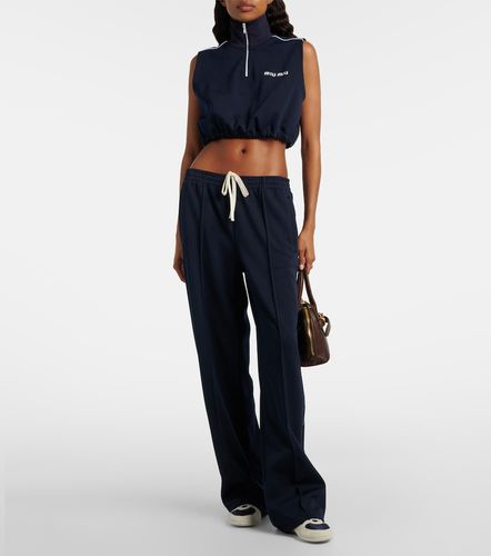 Miu Miu Logo jersey crop top - Miu Miu - Modalova