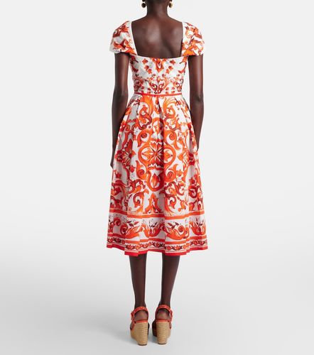 Vestido midi Majolica de popelín de algodón - Dolce&Gabbana - Modalova