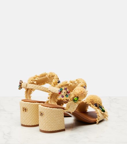 Embellished raffia-effect sandals - Dolce&Gabbana - Modalova