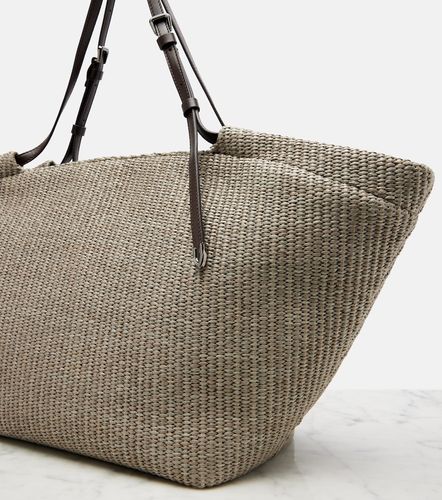 Leather-trimmed raffia tote bag - Brunello Cucinelli - Modalova