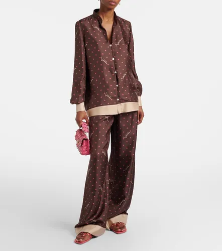 Printed silk twill palazzo pants - Valentino - Modalova