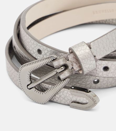 Metallic leather belt - Brunello Cucinelli - Modalova