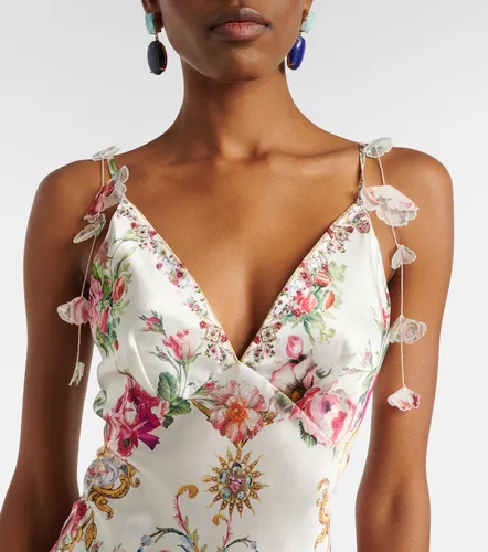 Vestido largo de satén de seda floral - Camilla - Modalova
