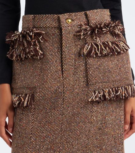 Gonna midi in tweed con frange - Sacai - Modalova