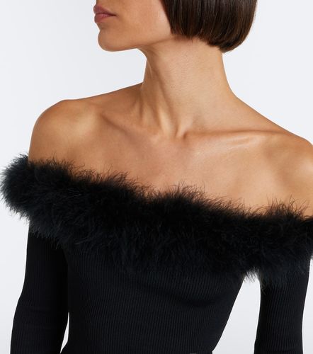 Off-Shoulder-Top aus Rippstrick mit Federn - Gucci - Modalova