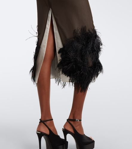 Falda midi a rayas con plumas - The Attico - Modalova