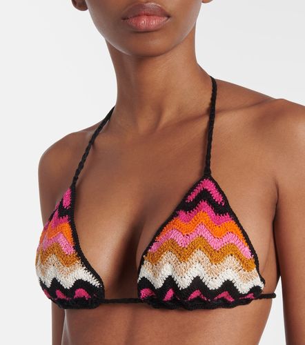 Top de bikini de algodón a rayas - Anna Kosturova - Modalova