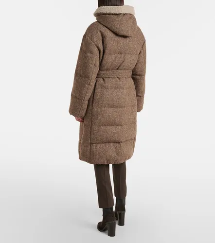 Shearling-trimmed wool-blend down coat - Brunello Cucinelli - Modalova