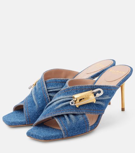 Balmain Mules 75 in denim - Balmain - Modalova