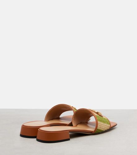 VLogo leather-trimmed raffia slides - Valentino Garavani - Modalova